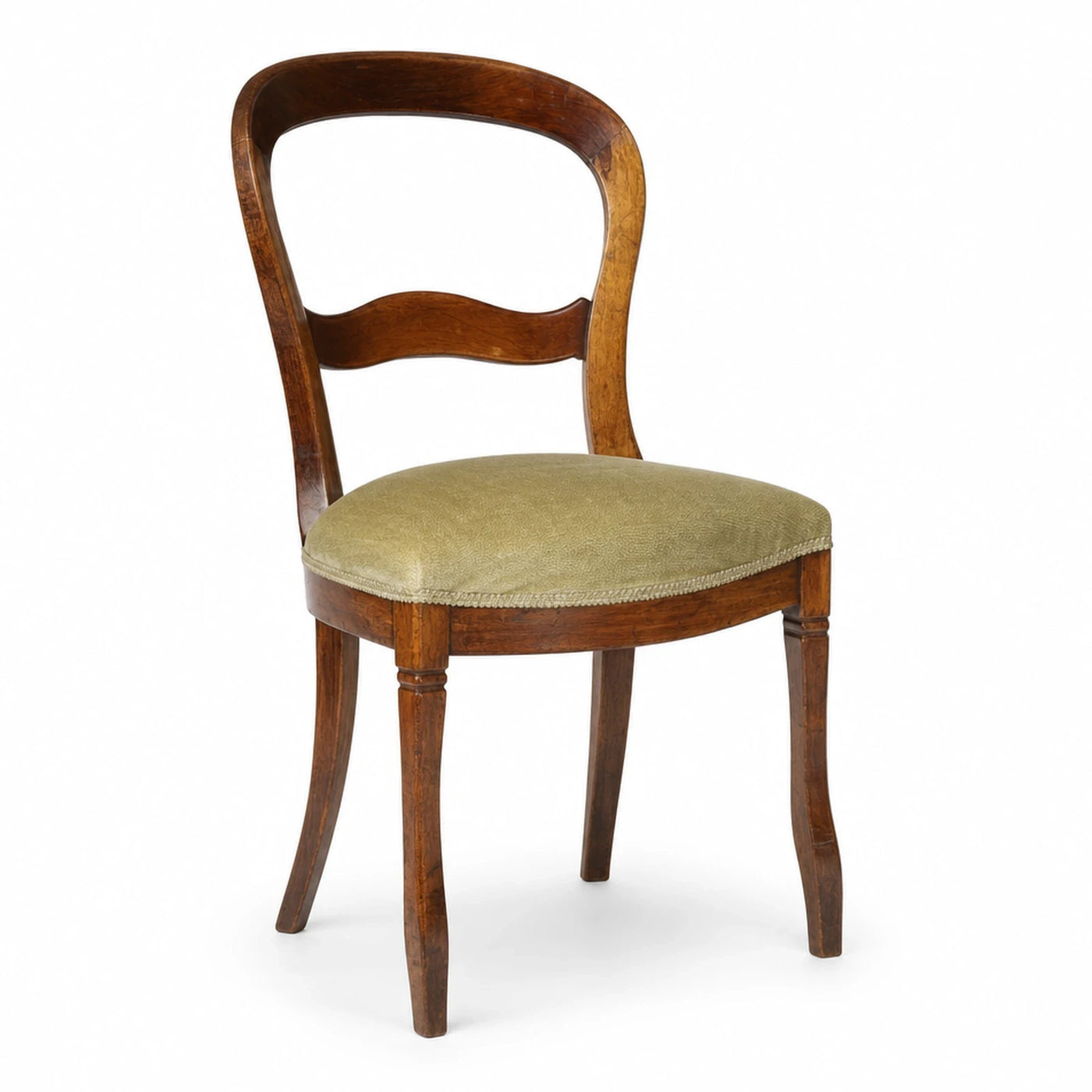 Wooden Dining Chair with Green Upholstered Seat