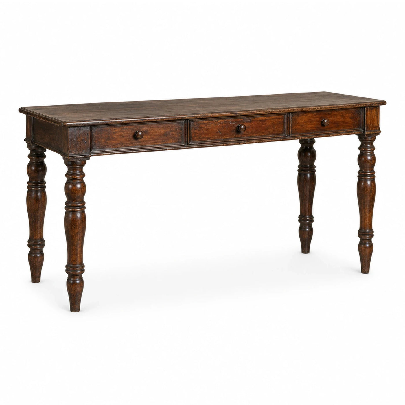 Rustic Wood Console Table with Three Drawers