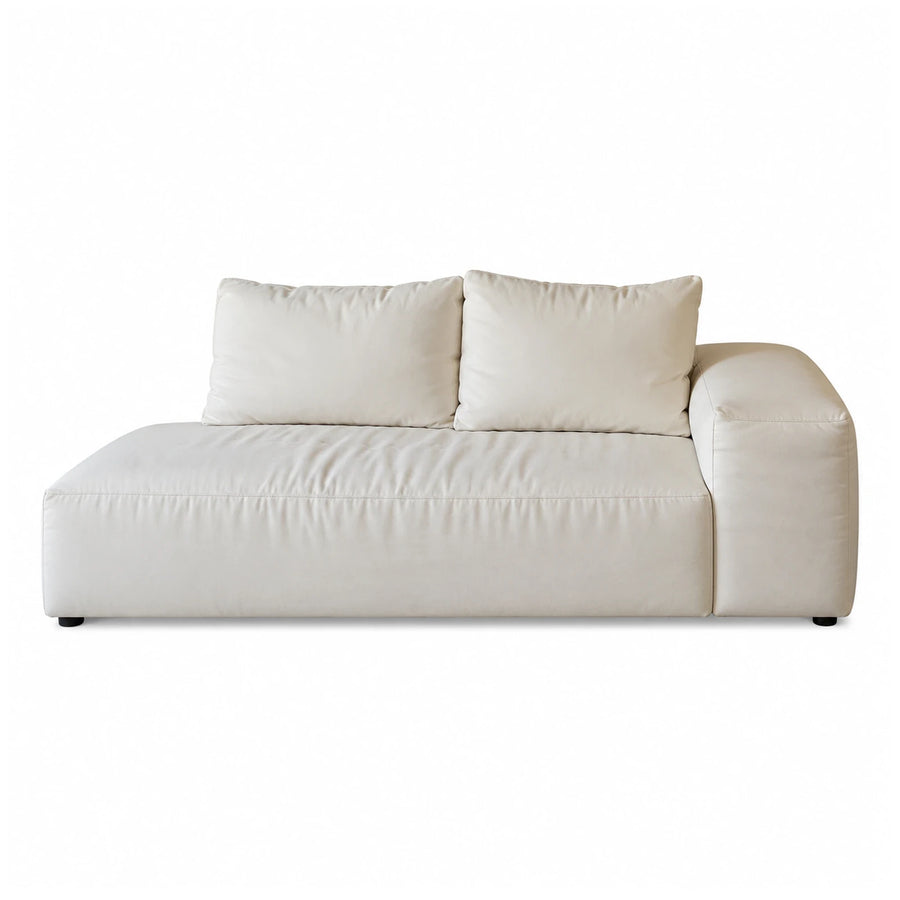 Cream Leather Modular Sofa with Chaise
