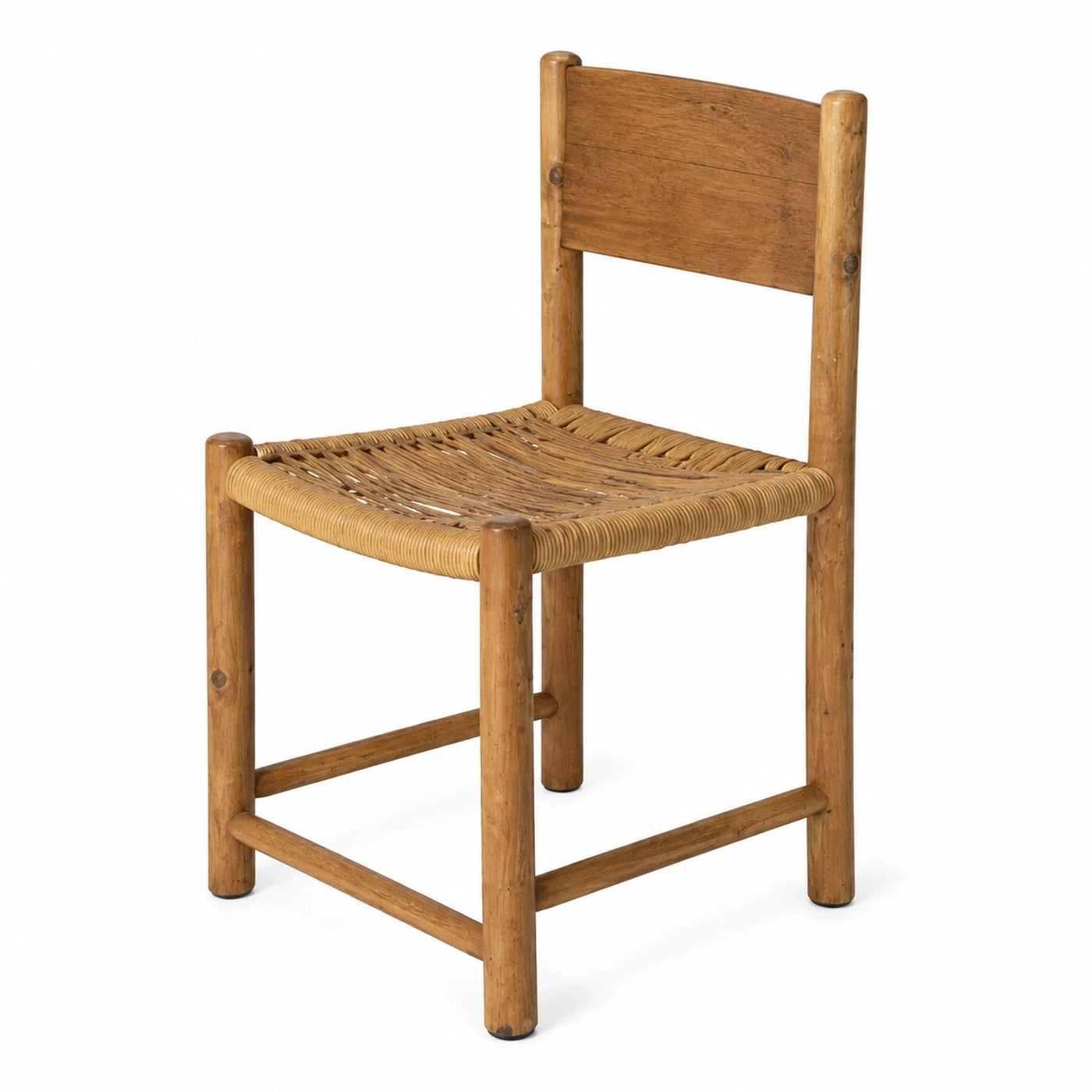 Wooden Dining Chair with Woven Rattan Seat