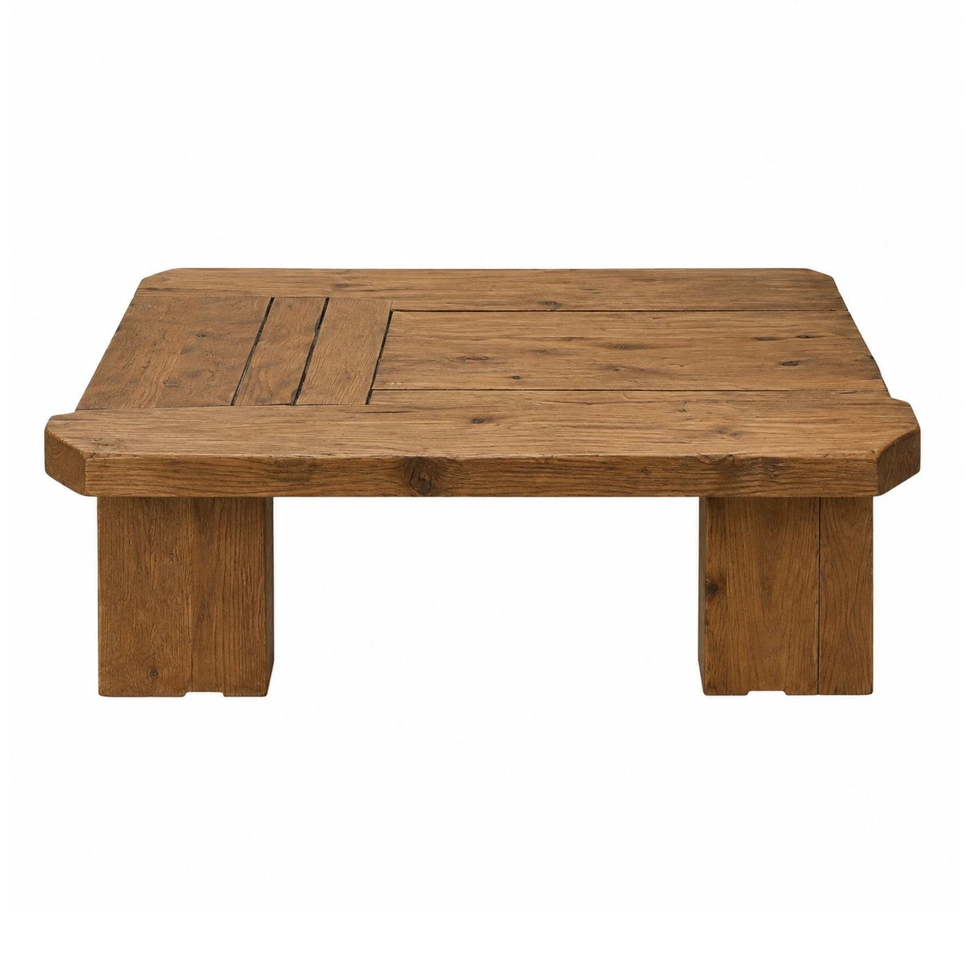 Rustic Solid Wood Coffee Table with Thick Plank Top