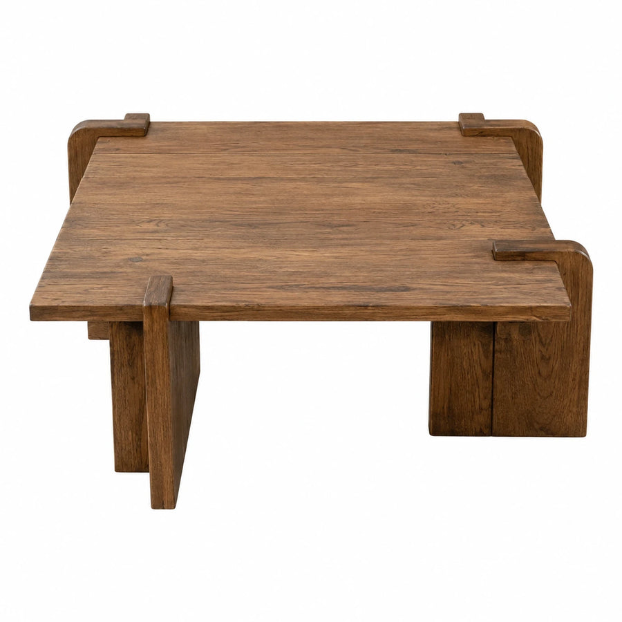 Solid Wood Low Coffee Table with Corner Brackets