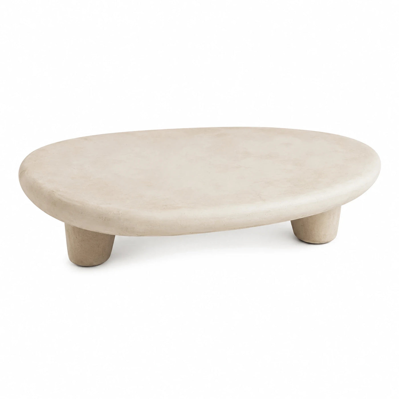 Oval Stone Coffee Table with Cylindrical Legs