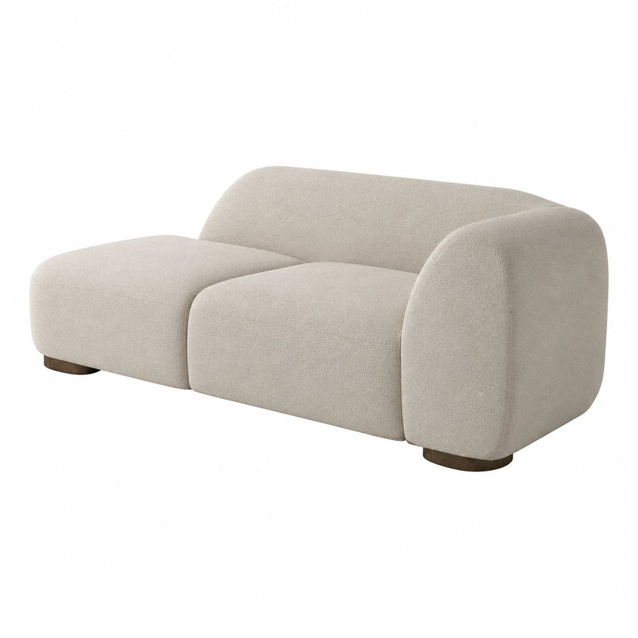 Beige Boucle Modular Sofa with Wooden Legs