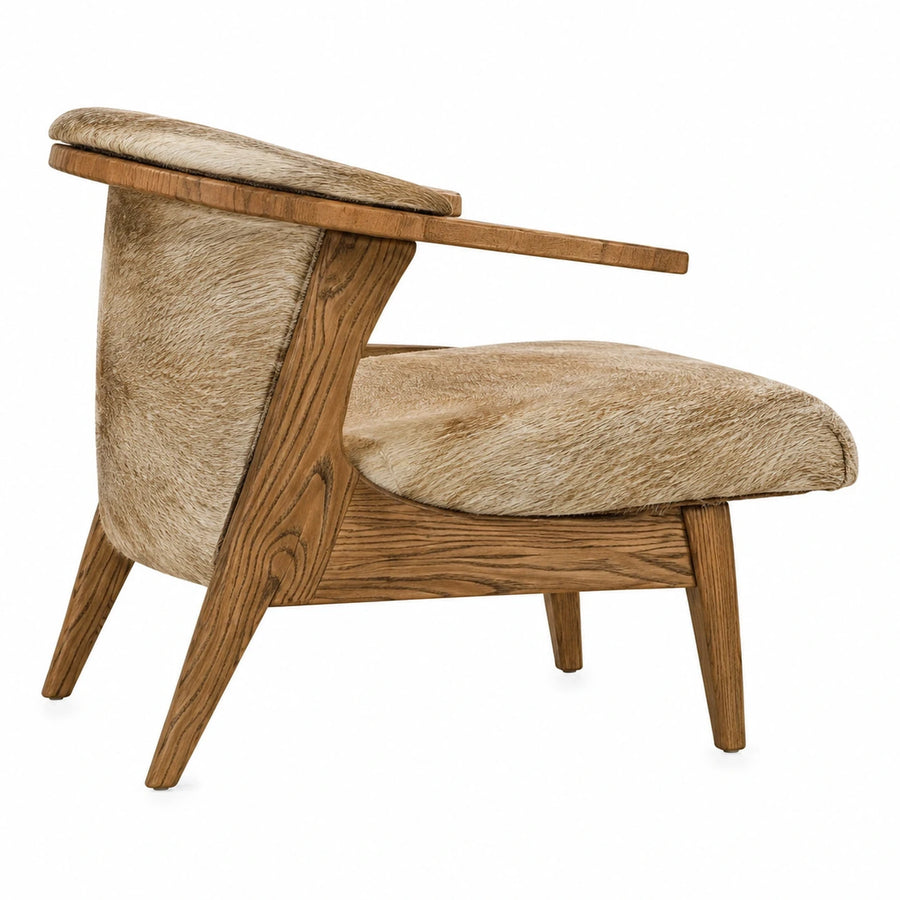Wood Frame Cowhide Lounge Chair