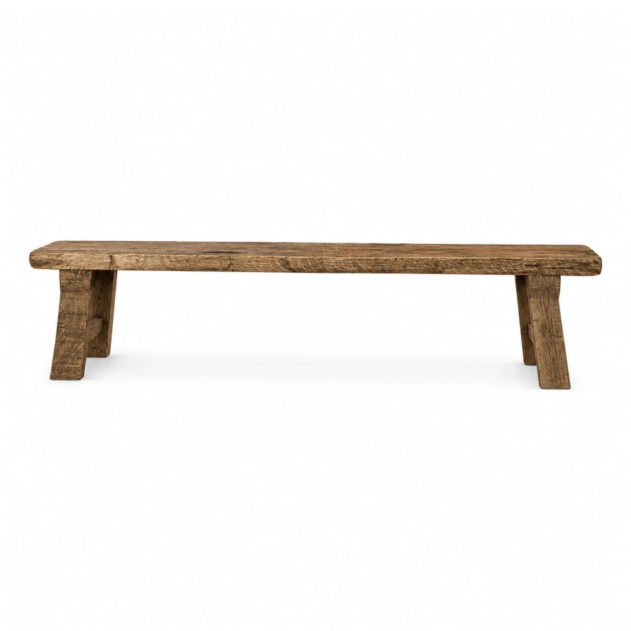 Rustic Solid Wood Bench with Trestle Legs