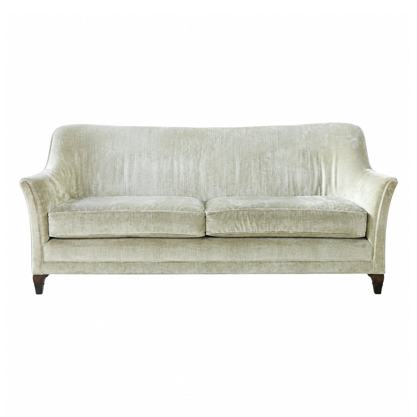 Light Green Velvet Two-Cushion Sofa with Wooden Legs
