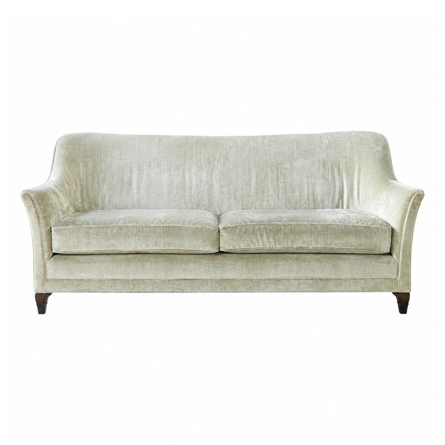 Light Green Velvet Two-Cushion Sofa with Wooden Legs