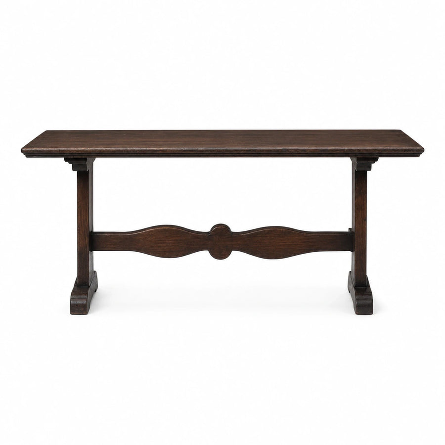 Dark Wood Trestle Base Console Table