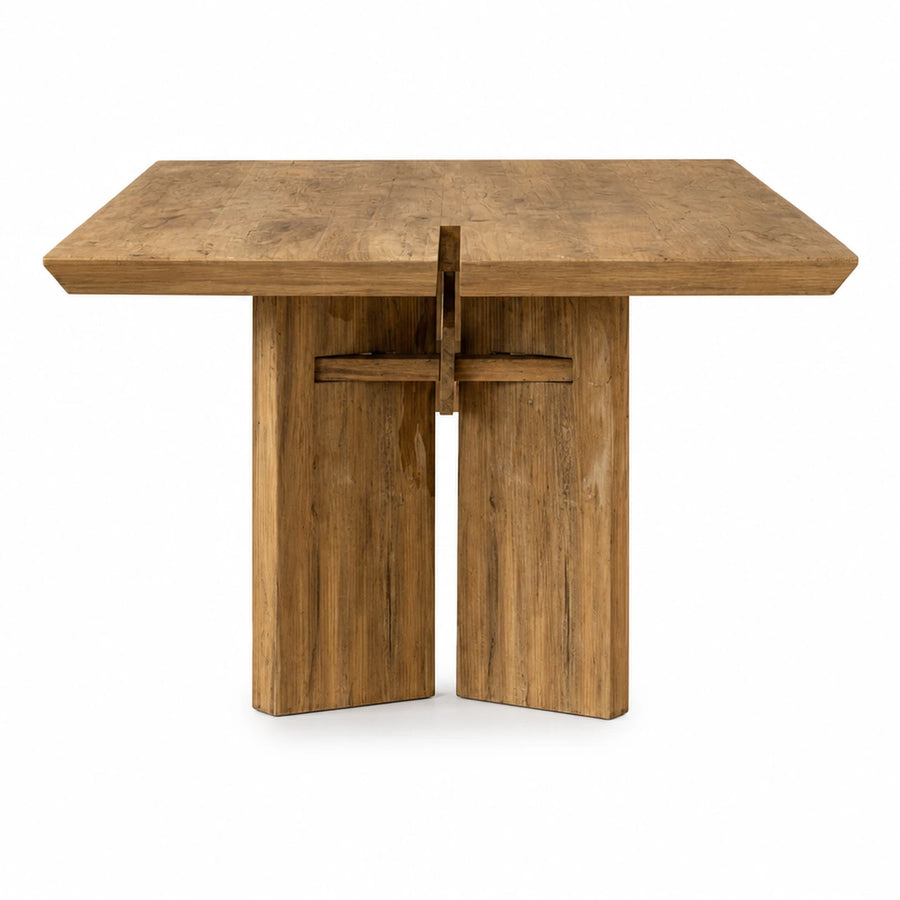 Solid Wood Rectangular Dining Table with Trestle Base