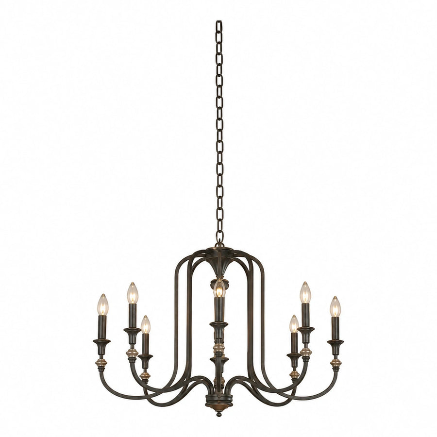 Dark Bronze Metal Cage Chandelier with Candle Lights