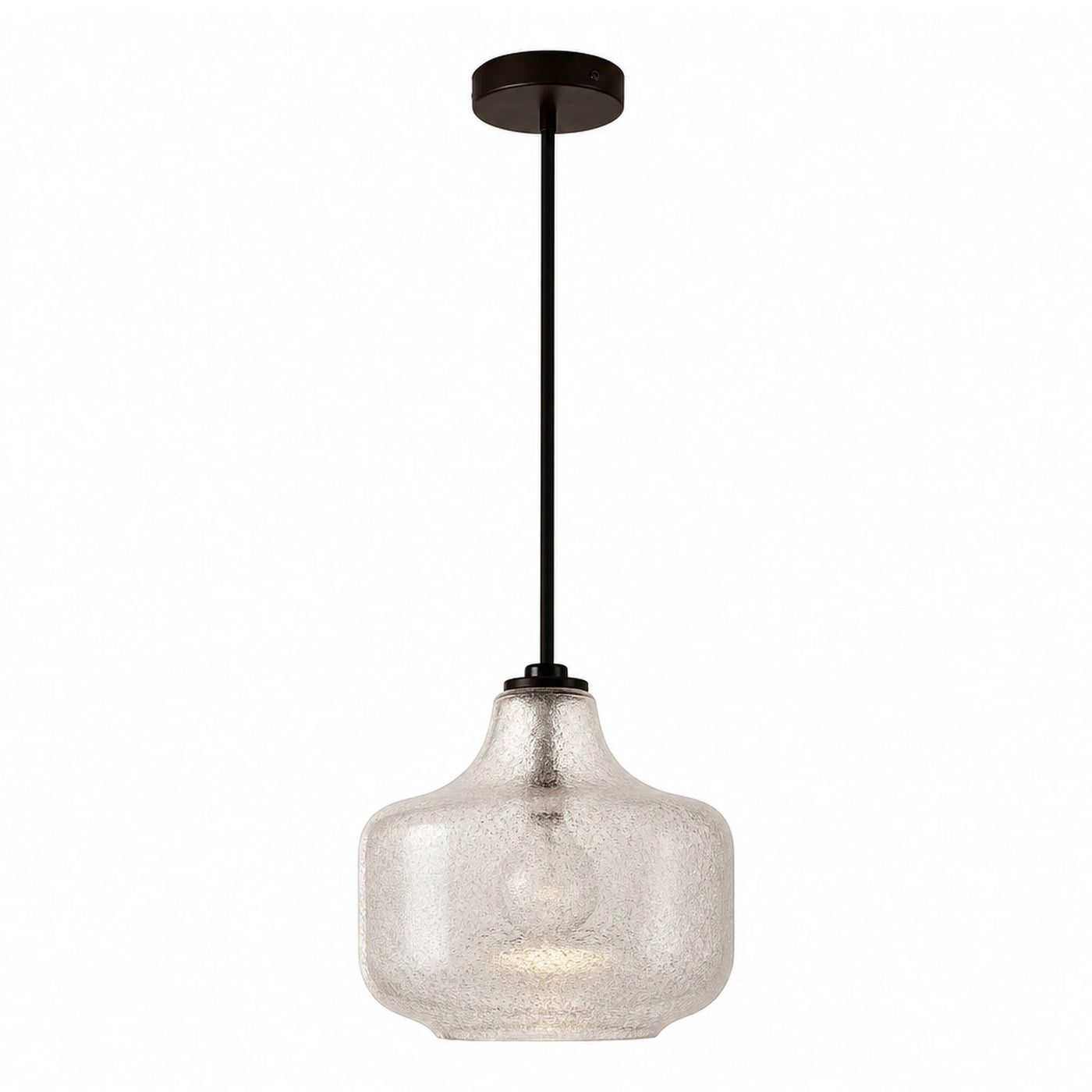Textured Glass Pendant Light with Black Metal Rod