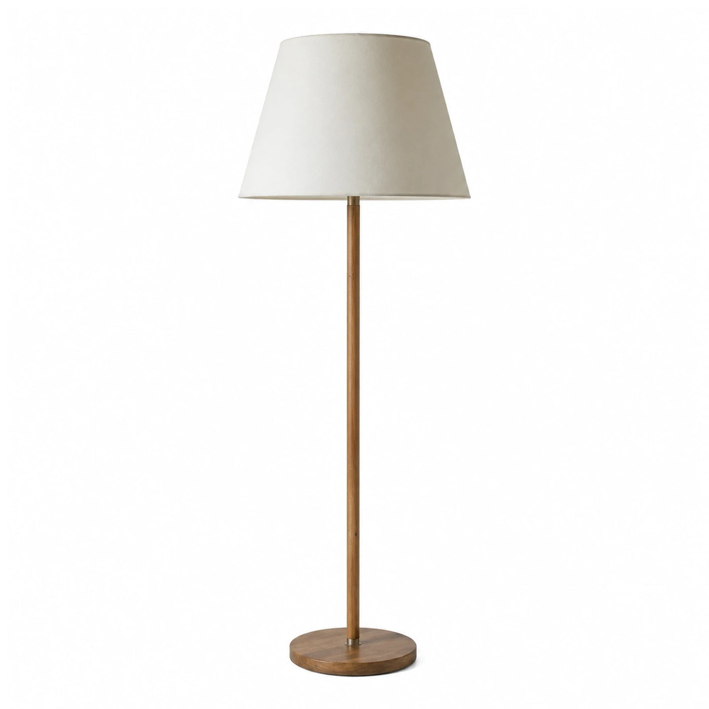 Wooden Floor Lamp with White Fabric Shade