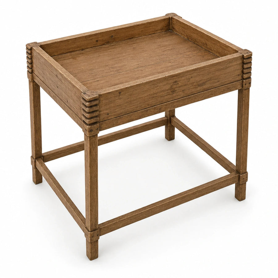 Square Wooden Side Table with Raised Tray Edge