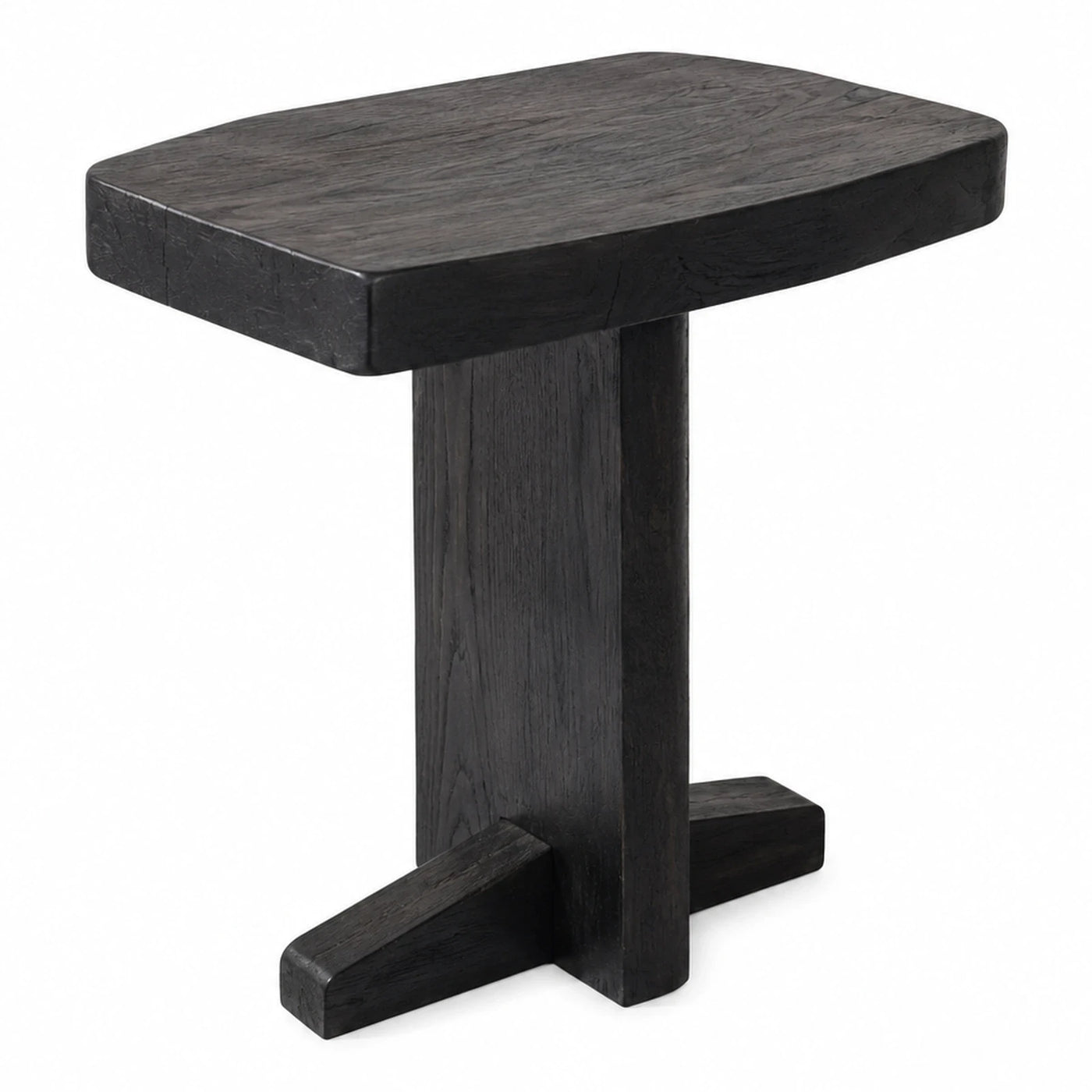 Black Wood Side Table with T-Base