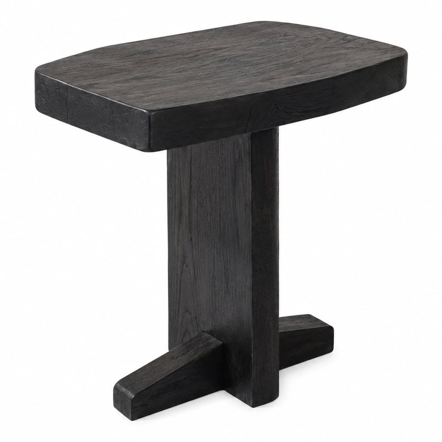 Black Wood Side Table with T-Base