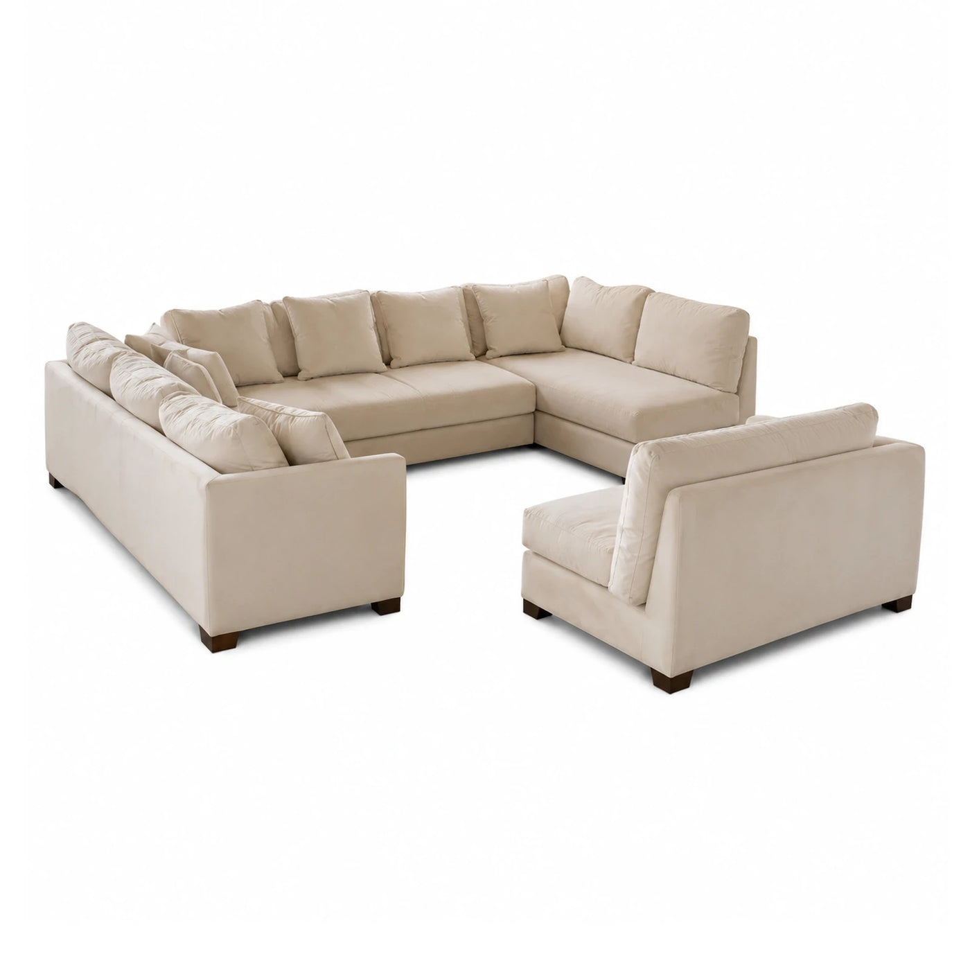 Beige Modular Sectional Sofa with Chaise