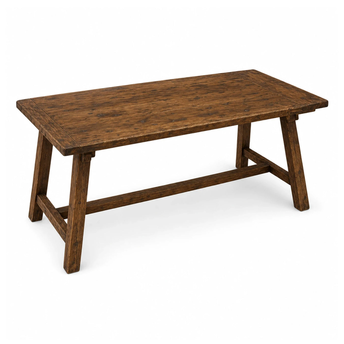 Rustic Solid Wood Dining Table with Trestle Base