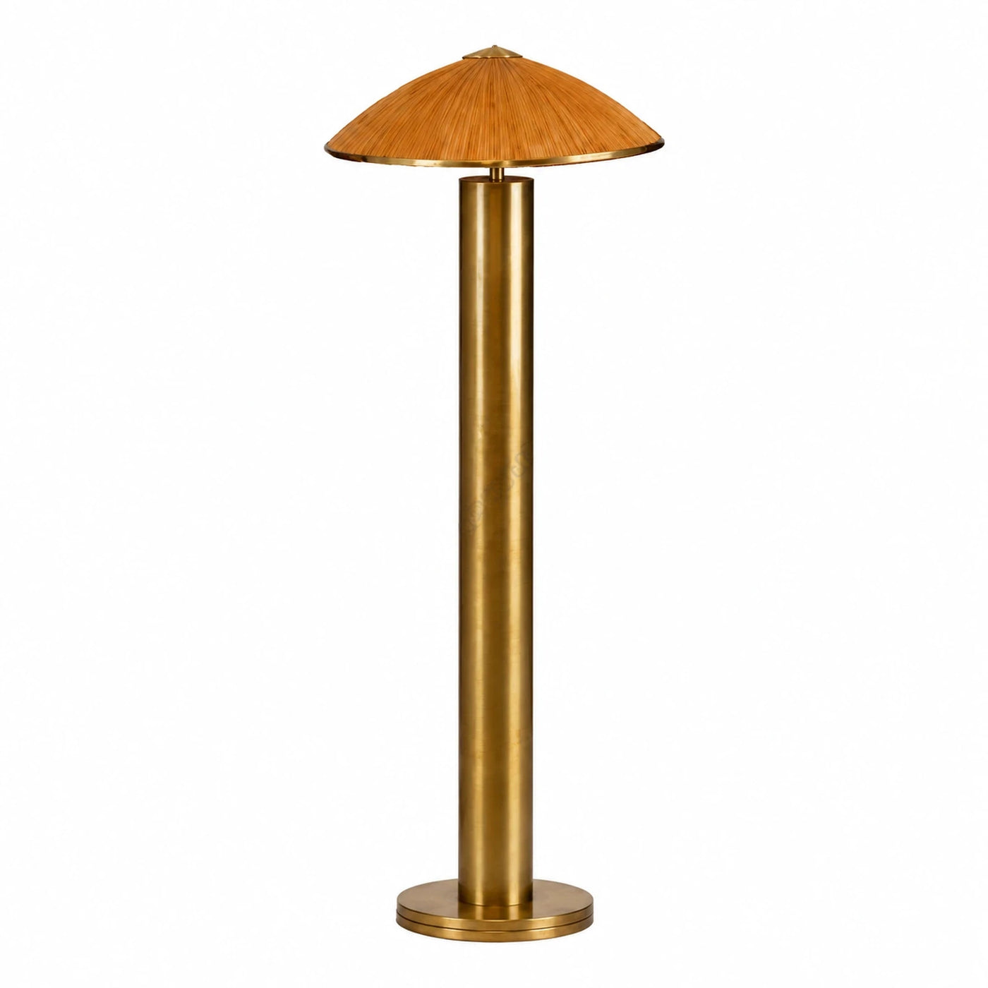Brass Floor Lamp with Bamboo Shade