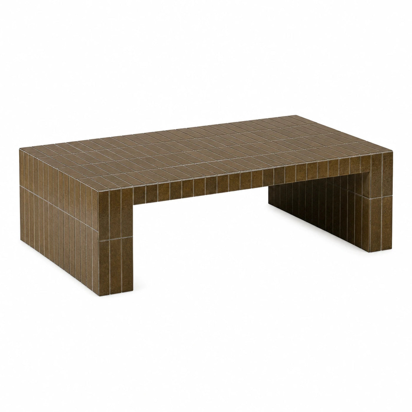 Brown Tiled Rectangular Coffee Table