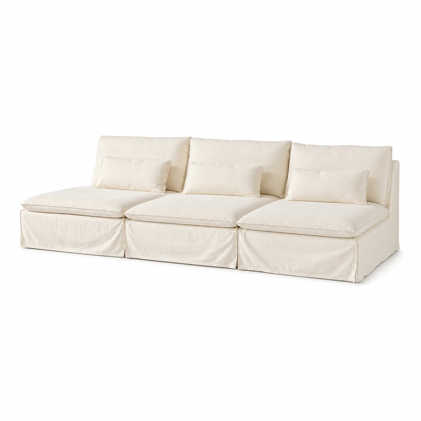 Cream Three-Seat Modular Sofa with Loose Cushions