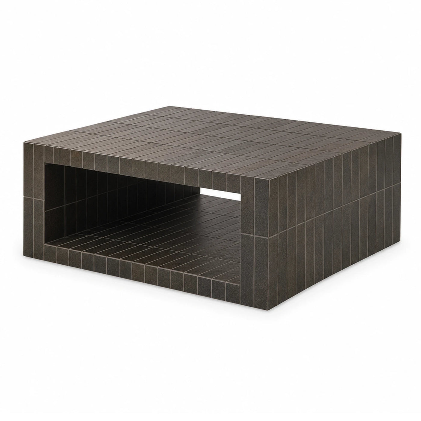 Dark Grey Tiled Rectangular Coffee Table