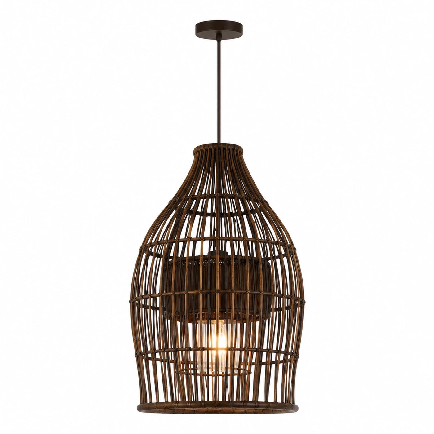 Brown Rattan Woven Pendant Light Fixture