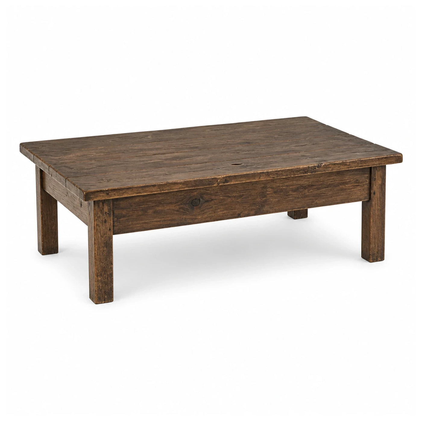 Rustic Dark Wood Plank Coffee Table