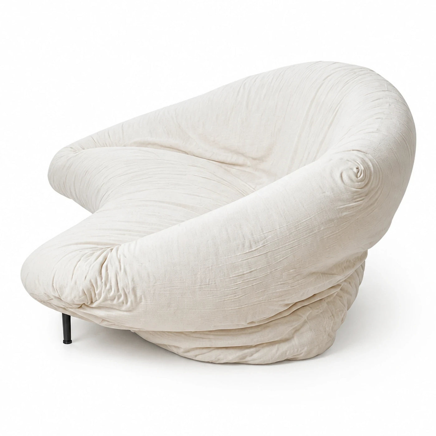 Cream Crinkled Fabric Lounge Chair