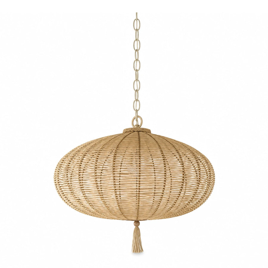 Woven Rattan Pendant Light with Tassel