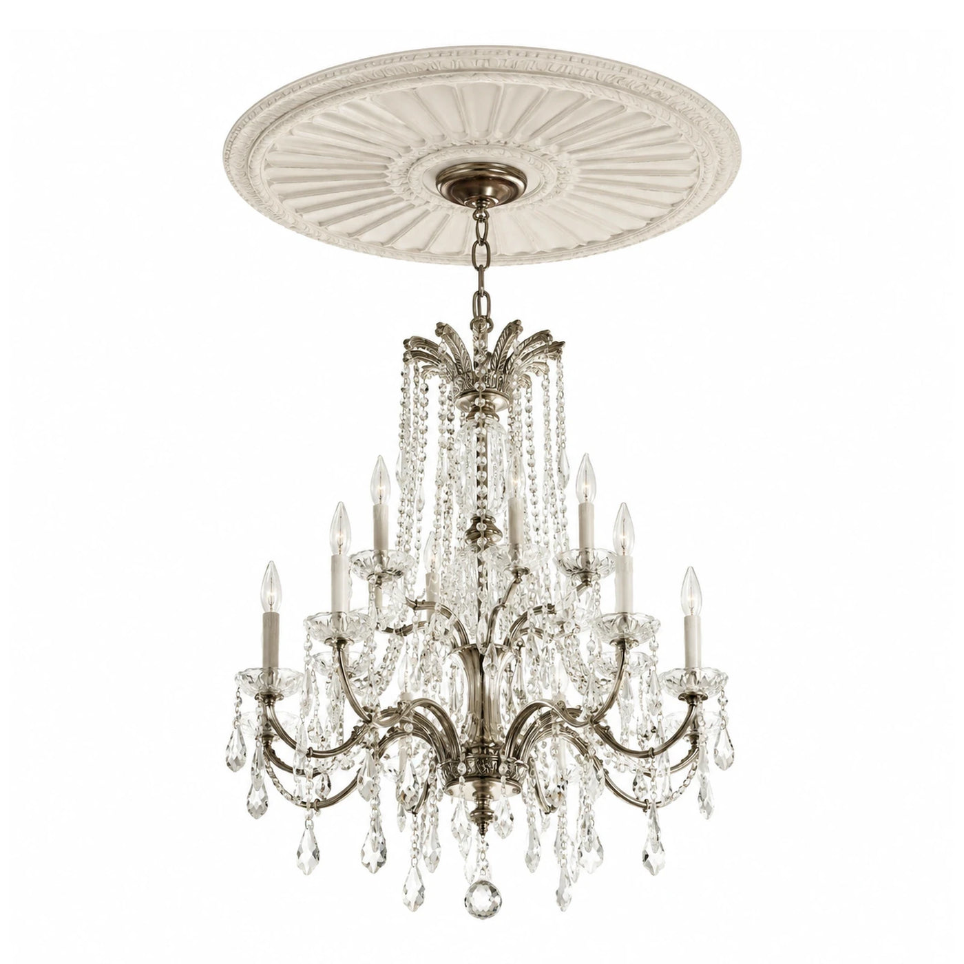 Classic Crystal Chandelier with Antique Brass Finish
