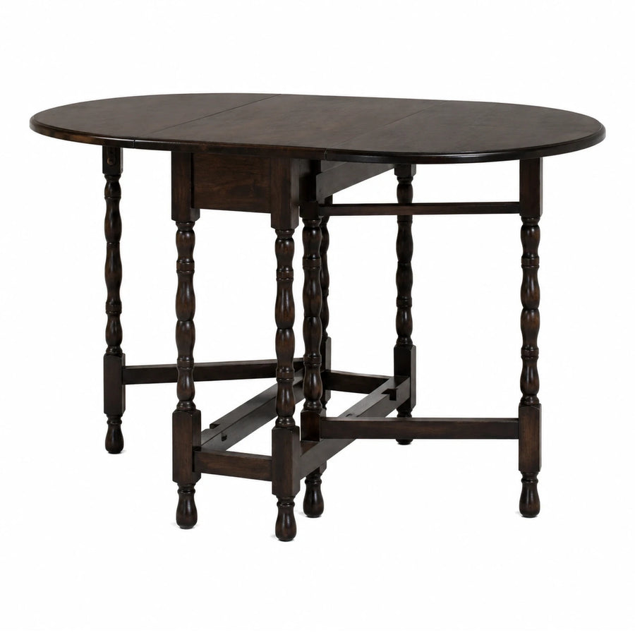 Dark Wood Oval Drop Leaf Dining Table