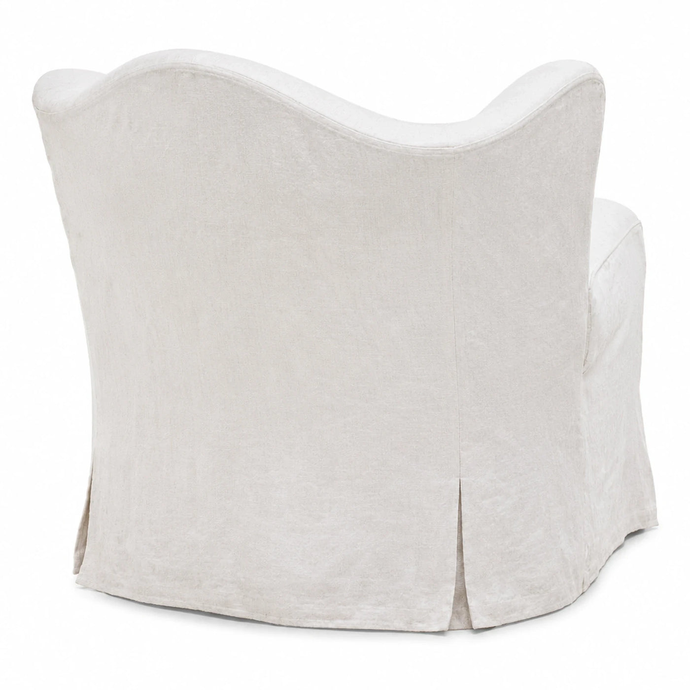 Cream Fabric Swivel Armchair with Skirted Base