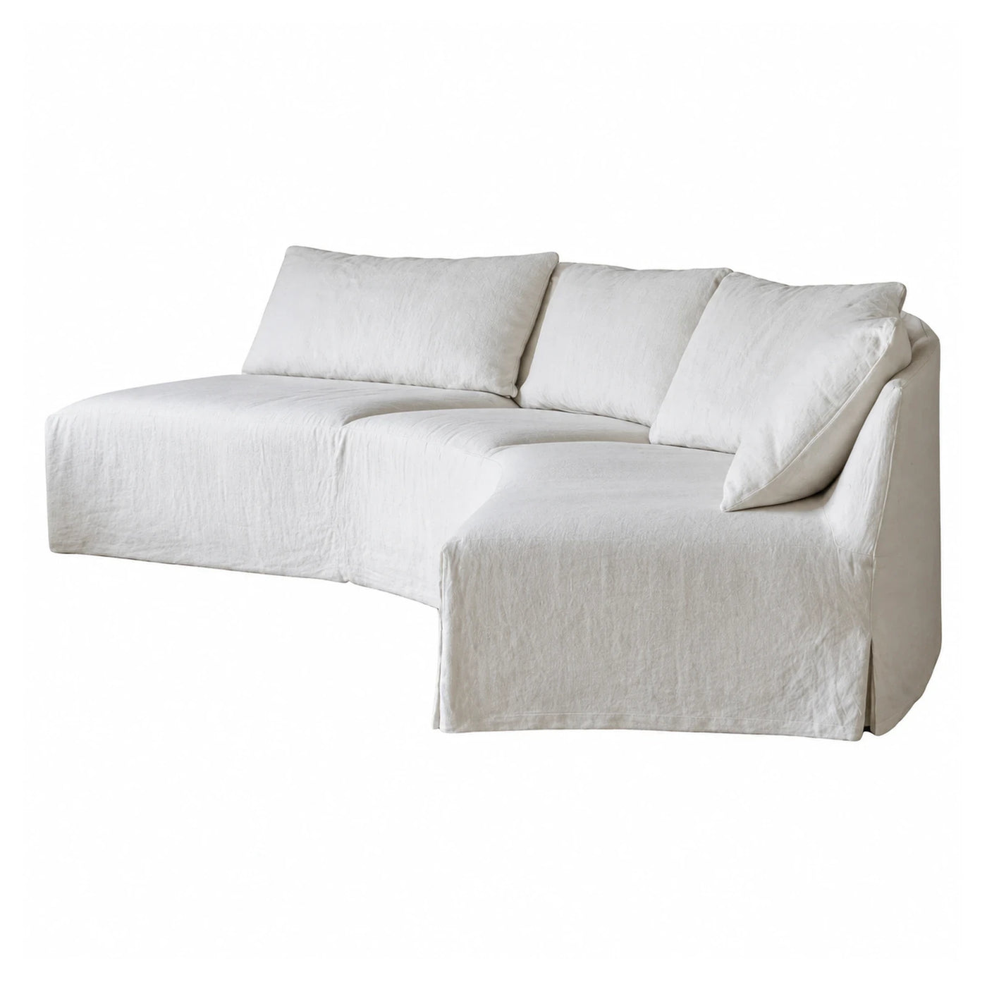 White Curved Sectional Sofa with Loose Cushions