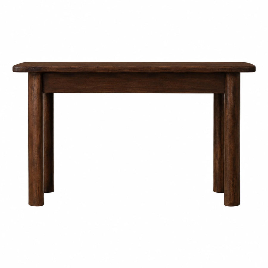 Dark Wood Rectangular Console Table with Cylindrical Legs