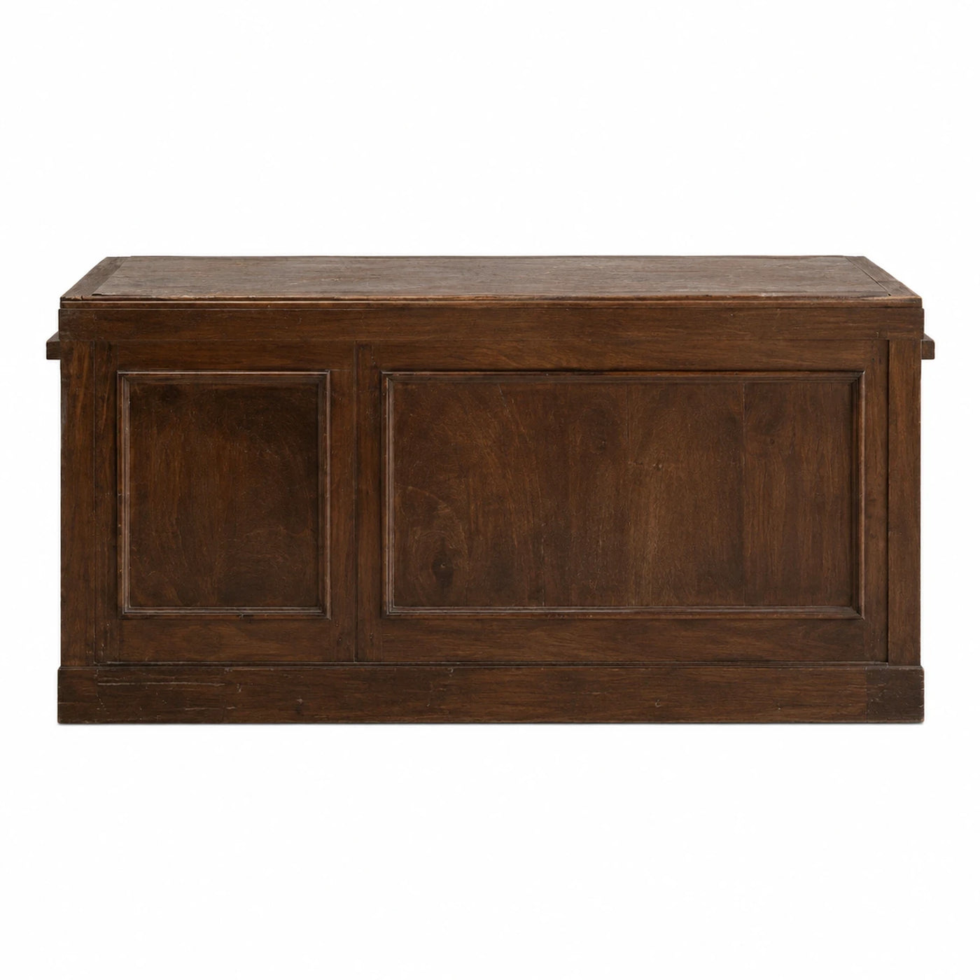 Dark Brown Wooden Storage Trunk with Paneled Front