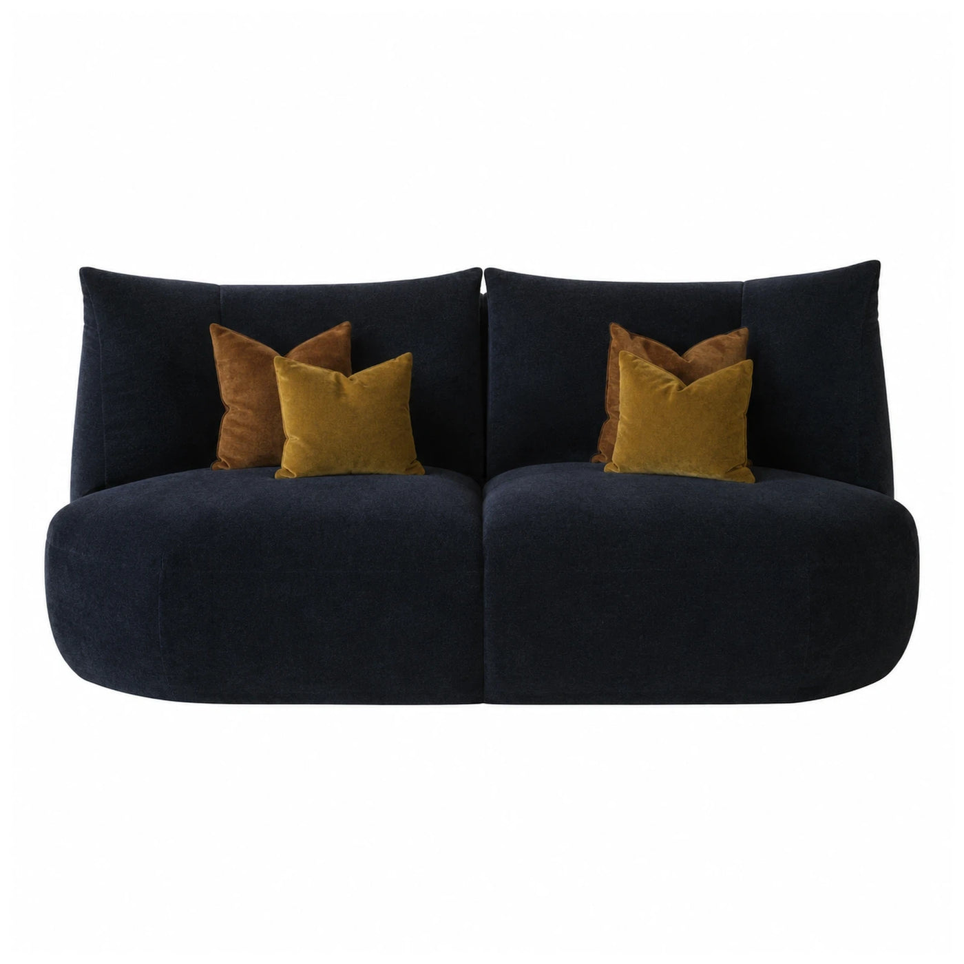 Dark Blue Modular Sofa with Velvet Upholstery