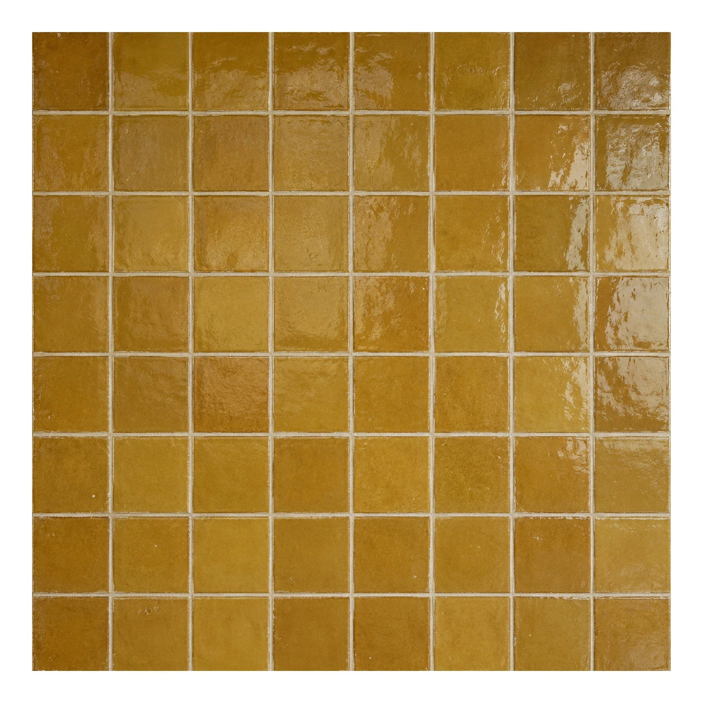 Golden Yellow Glossy Square Mosaic Floor Tiles