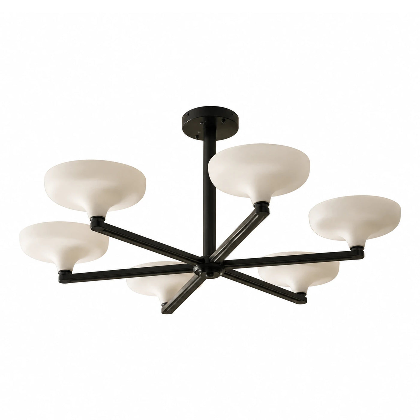 Black Six-Light Semi-Flush Mount Ceiling Fixture