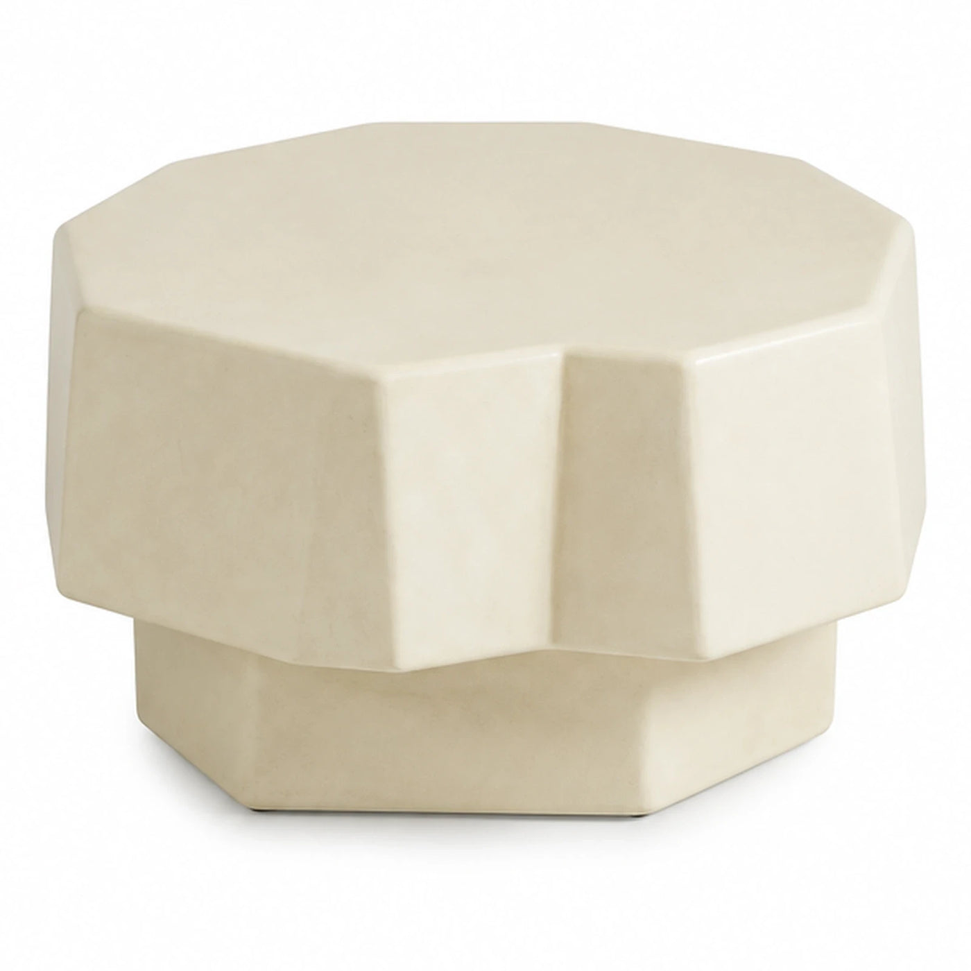 Cream Octagonal Geometric Coffee Table