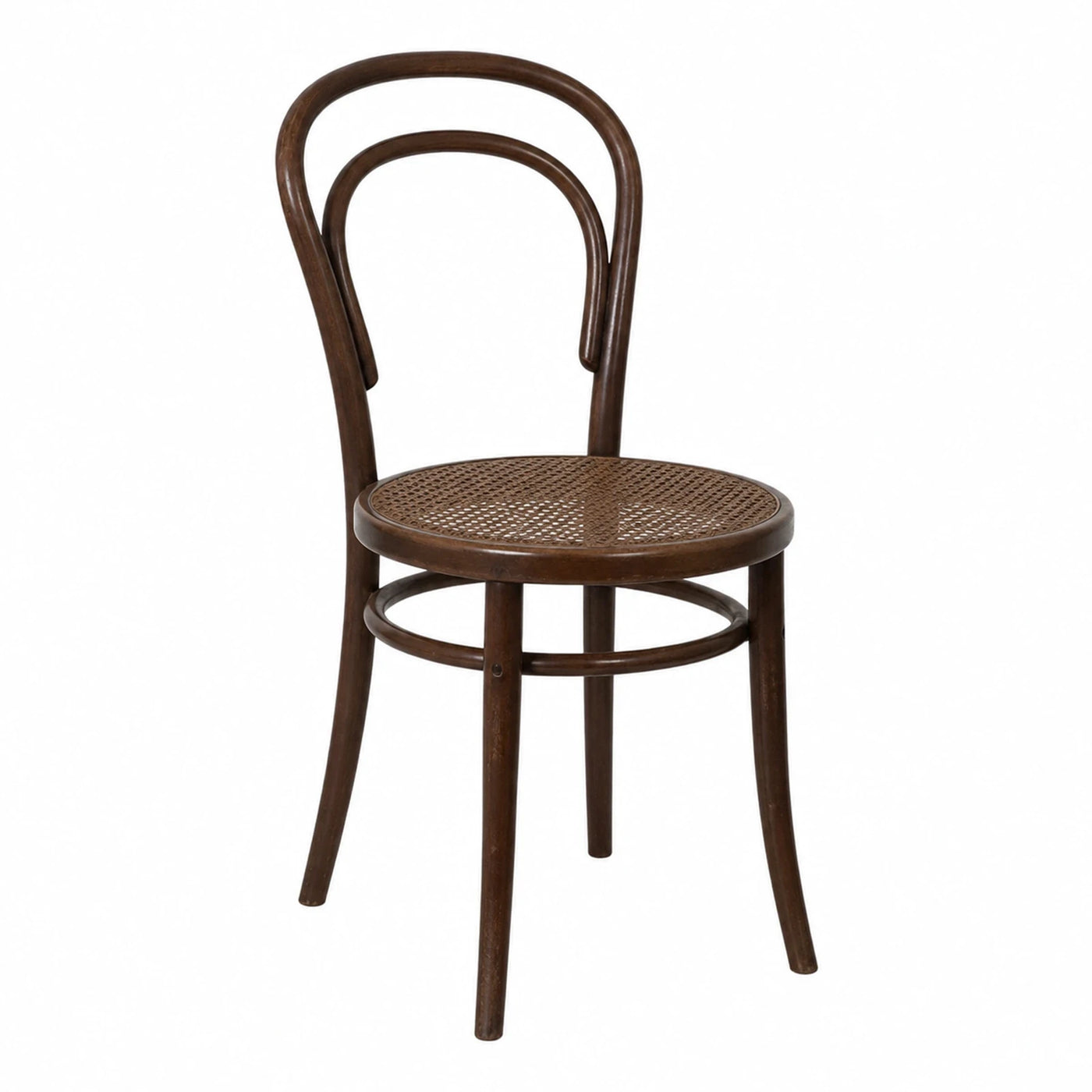 Dark Wood Bentwood Dining Chair with Cane Seat