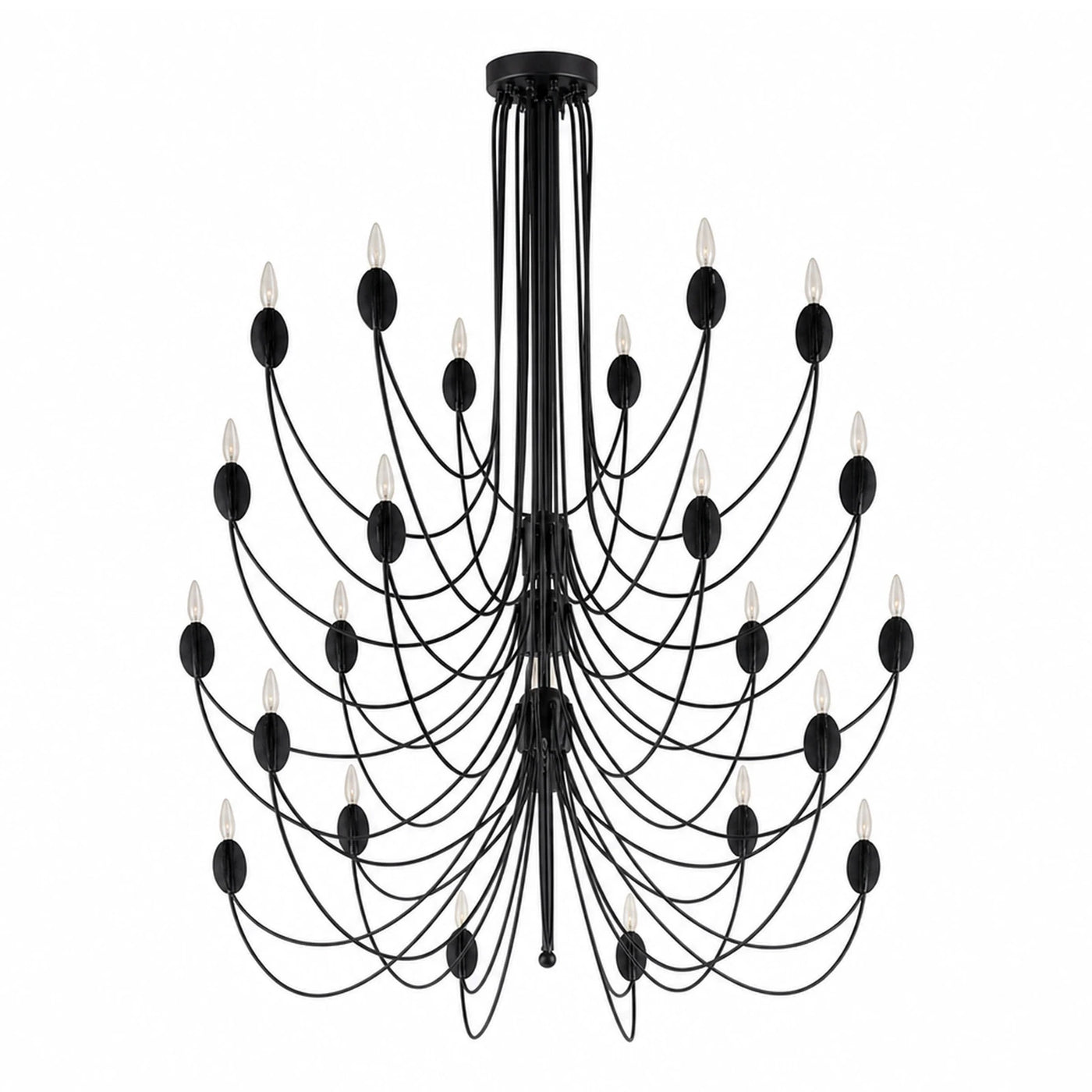 Black Multi-Tier Metal Chandelier with Candle Bulbs