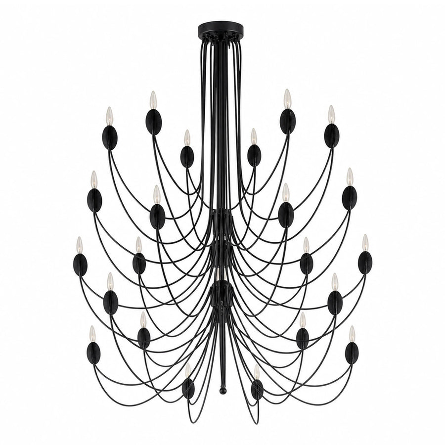 Black Multi-Tier Metal Chandelier with Candle Bulbs