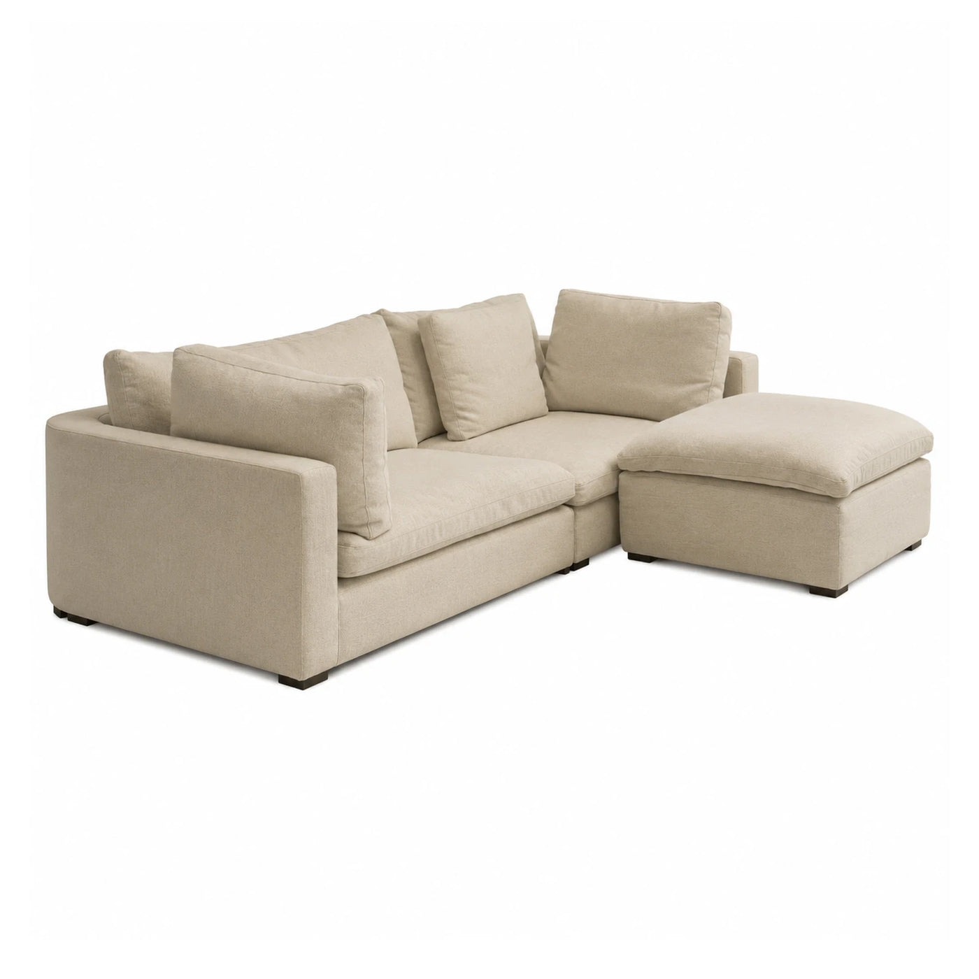 Beige Fabric Sectional Sofa with Chaise