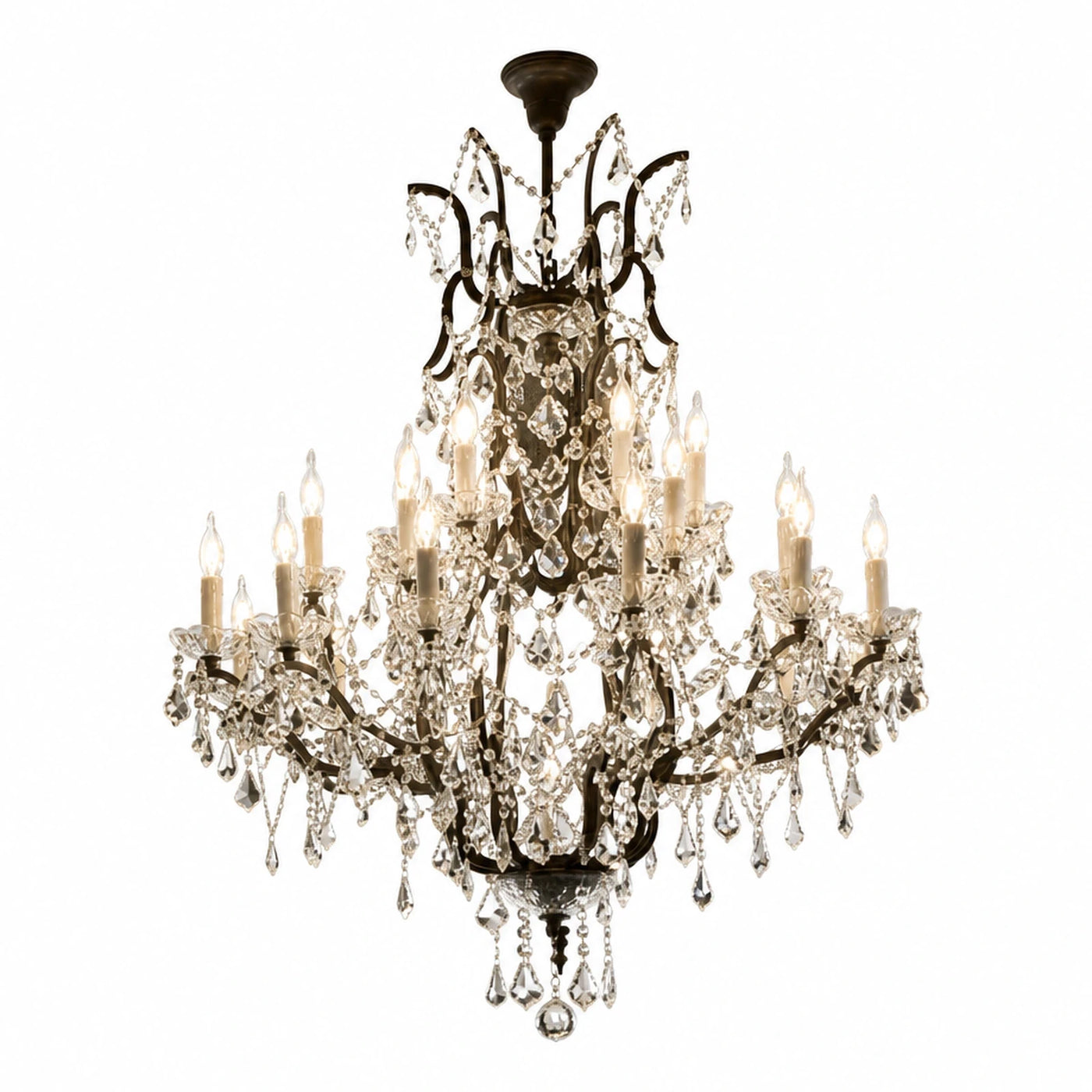Antique Bronze Crystal Chandelier with Candle Lights