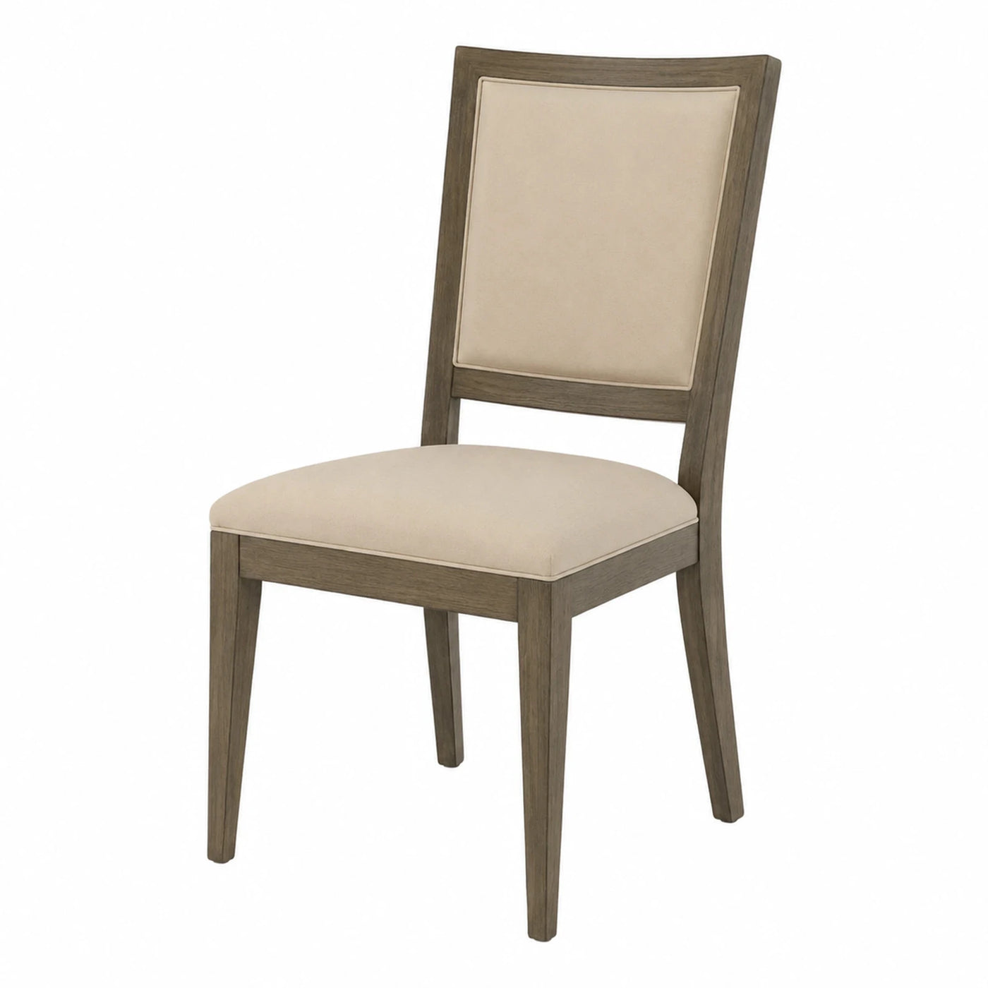 Beige Upholstered Dining Chair with Grey Wood Frame