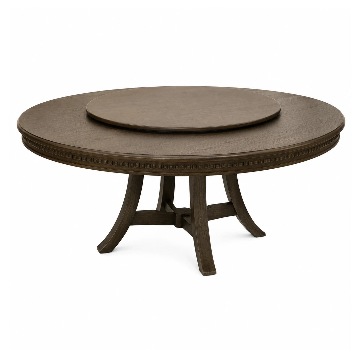 Round Wooden Dining Table with Lazy Susan