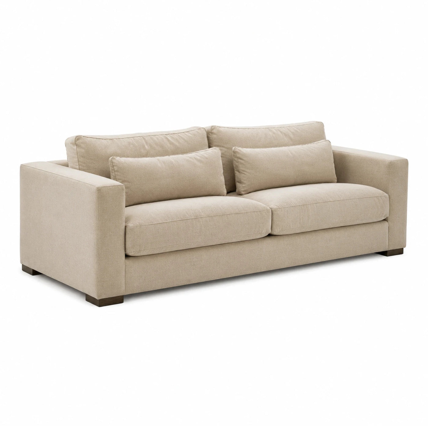 Beige Fabric Sofa with Wooden Legs