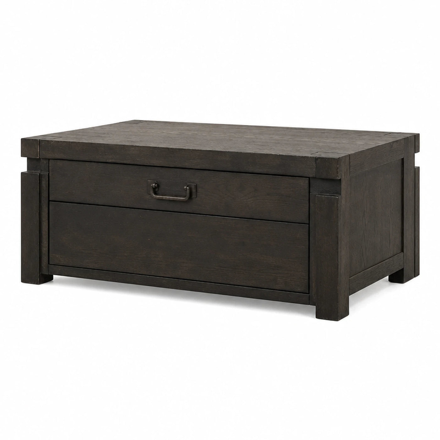 Dark Wood Storage Coffee Table with Drawer