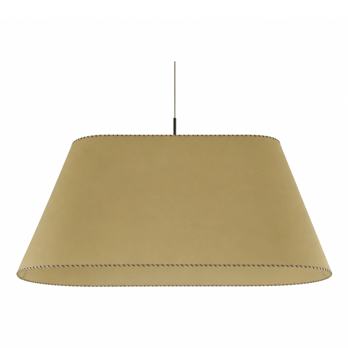 Beige Leather Pendant Light Shade with Stitching